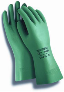 Ansell Sol-Vex® Gauntlet Cuff Food Processing and Service Markets Chemical Protection Gloves 8 Green Nitrile