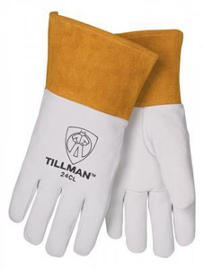 Tillman Company 24C Series Straight Cuff Welding Gloves Medium Kidskin Leather White