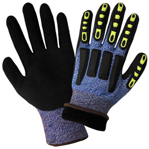 Vise Gripster C.I.A Cut and Puncture Resistant Coated Gloves 2XL Black/Blue/White Cotton, Latex