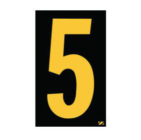 Electromark Number Labels 5 Black/Yellow Engineer Grade Reflective Sheeting