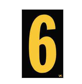Electromark Number Labels 6 Black/Yellow Engineer Grade Reflective Sheeting