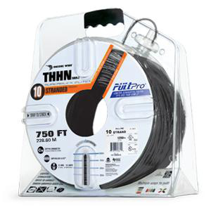 Encore Wire Copper SuperSlick THHN Wire (2) 750 ft Carton Pullpro Black Stranded 10 AWG