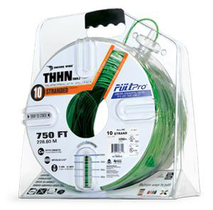Encore Wire Copper SuperSlick THHN Wire (2) 750 ft Carton Pullpro Green Stranded 10 AWG