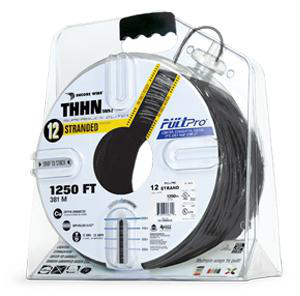Encore Wire Copper SuperSlick THHN Wire (2) 1250 ft Carton Pullpro Black Stranded 12 AWG