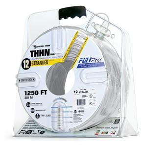 Encore Wire Copper SuperSlick THHN Wire (2) 1250 ft Carton Pullpro White Stranded 12 AWG