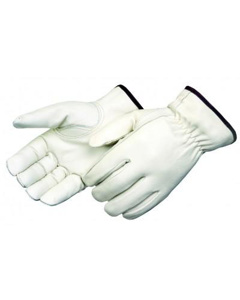 Liberty Glove and Safety I6137 Series Shirred Elastic Back Leather Keystone Thumb Protector Driver Gloves 2XL Cowhide Leather White