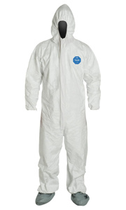 DuPont™ Tyvek® 400 Hooded Attached Boot Serged Seam Disposable Coveralls 3XL White Unisex
