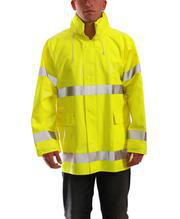 Tingley Job Site FR™ Comfort-Brite® Series Rain Jackets with Hood Medium Hi-Viz Lime Yellow Waterproof