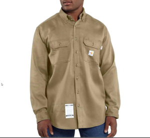 Kits - Carhartt FR Lightweight Loose Button Work Shirts - Custom <em class="search-results-highlight">Logo</em> with Name Large Tall Khaki Mens