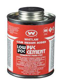 JC Whitlam Clear Medium Bodied Low VOC PVC Cement Pint Can Clear