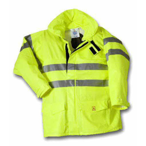 Reliable High Performance Products FR Dritex Reflective Hooded Rain Jackets Large Yellow Mens