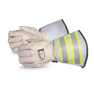 Superior Glove Endura® Gauntlet Cuff Deluxe Lineman Gloves Medium White Horsehide Leather