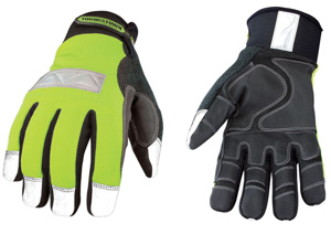 Youngstown Glove Safety Waterproof Winter Gloves XL Black/High Vis Green 3M™ Scotchlite™, Synthetic Leather, Terry Cloth, Velcro®