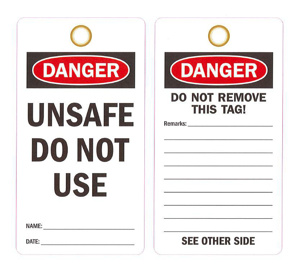 Trident Solutions LEM LOTO Series Danger / Caution Tags Danger Unsafe Do Not Use Vinyl Black/Red 3.25 x 6 in