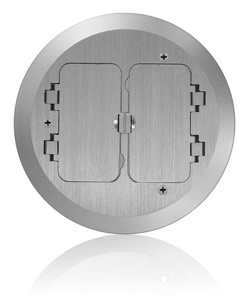 Leviton FBC2F Concrete Floor Box Cover Plates 2 standard Decora receptacles, QuickPort inserts Metallic