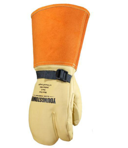 Youngstown Glove FR 14 in Primary Leather Protector Mitts 11 Cream/Orange Puncture 5 Coats®, Cowhide Leather, Suede
