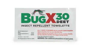 Coretex BugX30 DEET Insect Repellent Towelettes 300 Towlettes Per Case 30% Deet