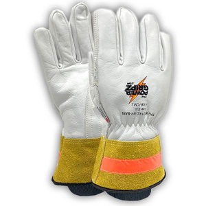 Power Gripz Long Cuff AR Cowskin Leather Work Gloves XL Kevlar®, Cowhide Leather (Top Grain) White/Yellow