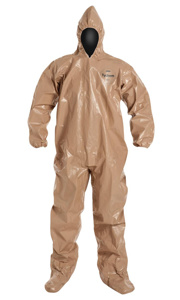 DuPont™ Tychem® 5000 Hooded Attached Sock Disposable Coveralls XL Tan Unisex