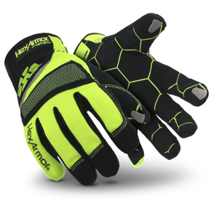 HexArmor Chrome Series® 4019 Slip-fit Cuff Gloves Large Black/Hi-viz Green Cut A6 PVC, SuperFabric®, Synthetic Leather