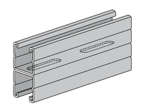 Hilti Medium Duty HS Series Back-to-Back Solid Strut Channels 3-1/4" x 1-5/8" Back to Back, Solid Hot Dip Galvanized