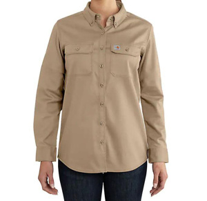 Carhartt FR Rugged <em class="search-results-highlight">Flex</em>® Relaxed Button Work Shirts 2XL Khaki Womens