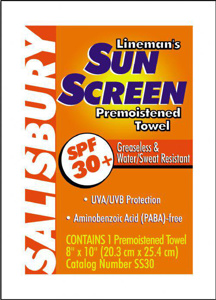 Honeywell Salisbury SS30 Series SPF30 Sunscreen Wipes 100 Towelettes per Box