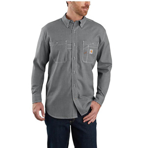 Carhartt FR Force® Lightweight Loose Button Work Shirts Large Gray Mens
