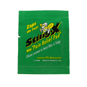 Coretex StingX Pain Relief Pads Benzocaine, Ethyl Alcohol 25 Per Box