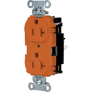 Hubbell Wiring Straight Blade Duplex Receptacles 20 A 125 V 2P3W 5-20R Commercial/Industrial EdgeConnect™ Hubbell-Pro™ Dry Location Orange