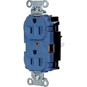 Hubbell Wiring Straight Blade Duplex Receptacles 15 A 125 V 2P3W 5-15R Industrial EdgeConnect™ Hubbell-Pro™ Dry Location Blue