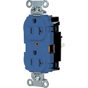 Hubbell Wiring Straight Blade Duplex Receptacles 20 A 125 V 2P3W 5-20R Commercial/Industrial EdgeConnect™ Hubbell-Pro™ Dry Location Blue