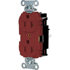 Hubbell Wiring Straight Blade Duplex Receptacles 20 A 125 V 2P3W 5-20R Commercial/Industrial EdgeConnect™ Hubbell-Pro™ Dry Location Red