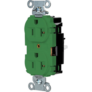 Hubbell Wiring Straight Blade Duplex Receptacles 20 A 125 V 2P3W 5-20R Commercial/Industrial EdgeConnect™ Hubbell-Pro™ Dry Location Green