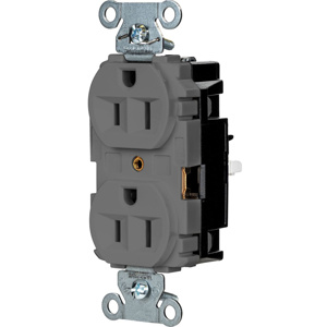 Hubbell Wiring Straight Blade Duplex Receptacles 15 A 125 V 2P3W 5-15R Industrial EdgeConnect™ Hubbell-Pro™ Dry Location Gray
