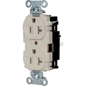 Hubbell Wiring Straight Blade Duplex Receptacles 20 A 125 V 2P3W 5-20R Commercial/Industrial EdgeConnect™ Hubbell-Pro™ Dry Location Light Almond