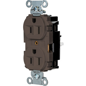 Hubbell Wiring Straight Blade Duplex Receptacles 15 A 125 V 2P3W 5-15R Industrial EdgeConnect™ Hubbell-Pro™ Dry Location Brown