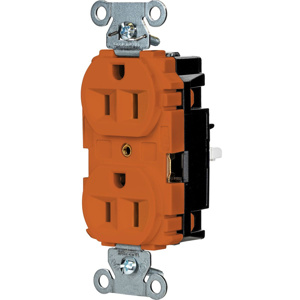 Hubbell Wiring Straight Blade Duplex Receptacles 15 A 125 V 2P3W 5-15R Industrial EdgeConnect™ Hubbell-Pro™ Dry Location Orange