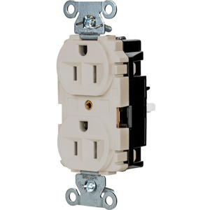 Hubbell Wiring Straight Blade Duplex Receptacles 15 A 125 V 2P3W 5-15R Industrial EdgeConnect™ Hubbell-Pro™ Dry Location Light Almond