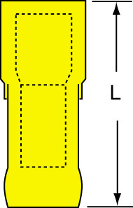 3M Female Heat Shrink Insulated Disconnects 12 - 10 AWG Butted Barrel Yellow Heat Shrink