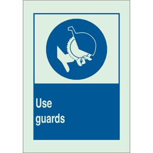 Brady BradyGlo™ B-324 Personal Protection Safety Signs 10 x 7 in Use Guards Polyester Blue
