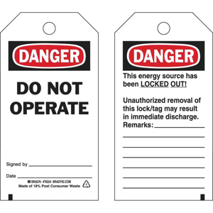 Brady Do Not Operate Lockout Tags