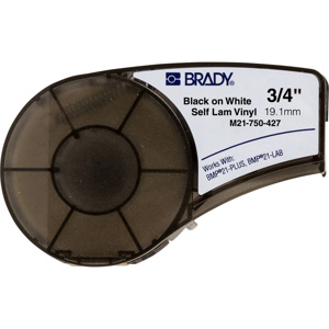 Brady Wrap Around Labels Self-laminating Vinyl Black on Clear/White