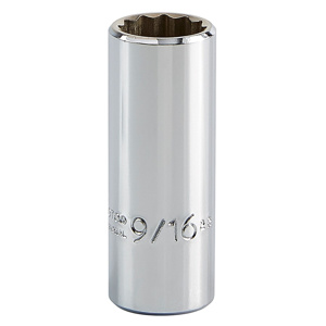 Stanley SAE Sockets 3/8 in Deep 12 Point 9/16 in