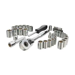 Stanley Mechanics Metric / SAE Socket Sets Standard 1/2 in<multisep/>3/8 in 40 Piece