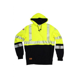 NSA FR High Vis Reflective Lined Pullover Hoodies Large Black/High Vis Yellow Mens