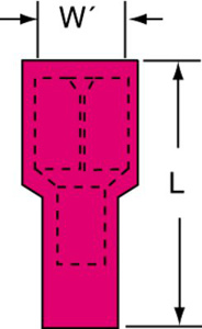 3M Female Insulated Disconnects 22 - 18 AWG Butted Barrel Red Nylon