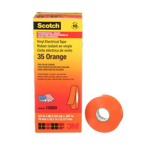 3M Scotch® 35 Series Color Coding Vinyl Electrical Tape Orange PVC 0.75 in 66 ft