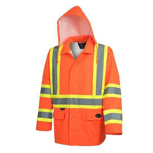 Surewerx Pioneer® High Vis Reflective Hooded Rain Jackets 4XL High Vis Orange Mens