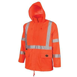 Surewerx Sellstrom® High Vis Reflective 2-Piece Rain Suits - Bib, Hooded Jacket Small High Vis Orange Mens